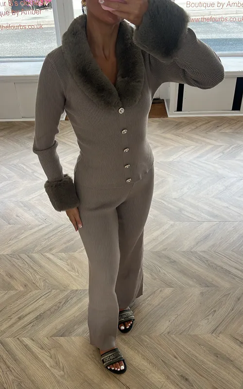 Beige Fur Co-ord