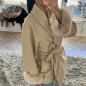 Beige Faux Fur Coat